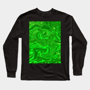 Different Shades of Green Digital Fluid Art Long Sleeve T-Shirt